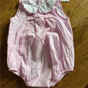 Pink Baby Romper with White Collar